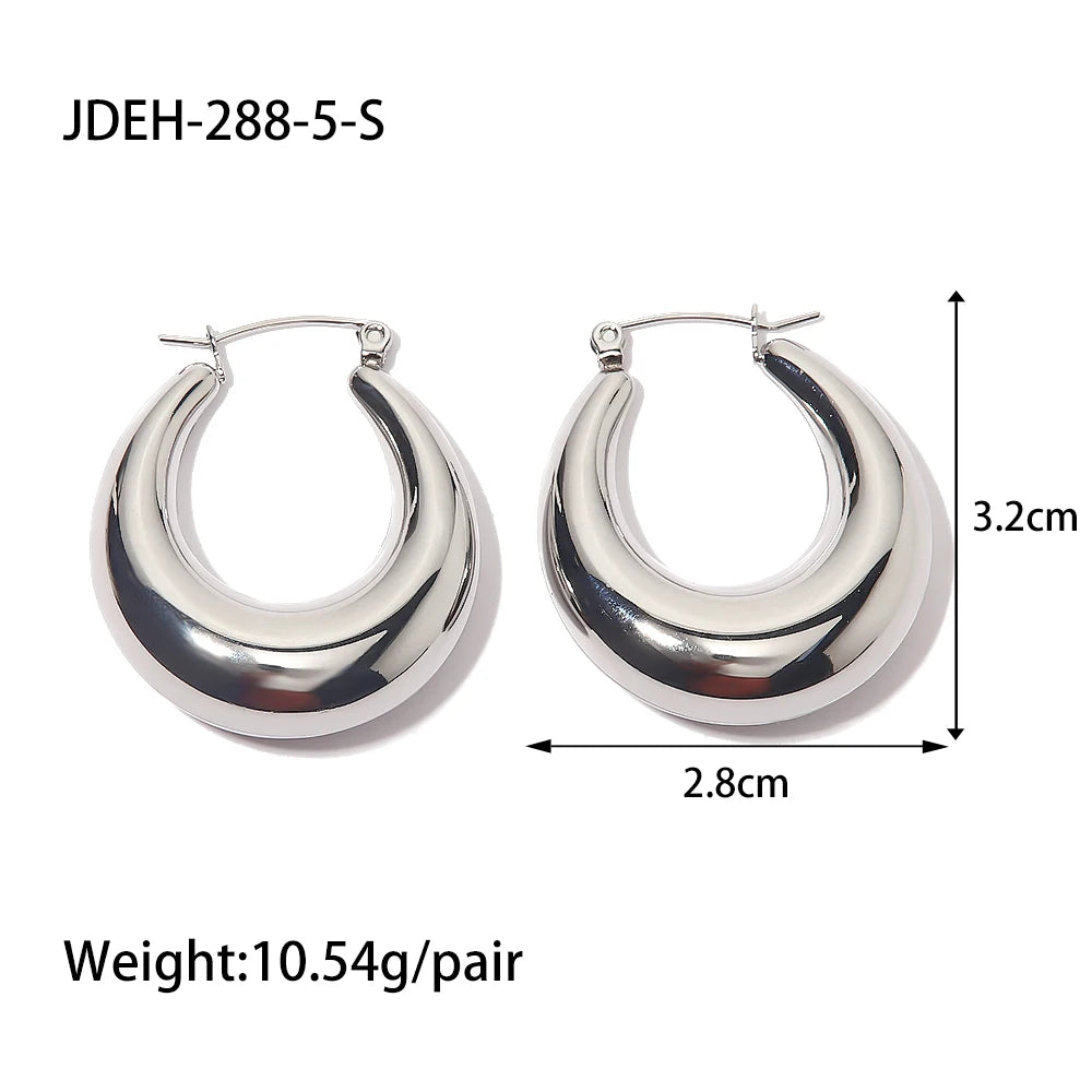 KIKA Stainless Steel 316L Water Drop Big Stud Earrings Chunky Waterdrop Open Hoops Earrings
