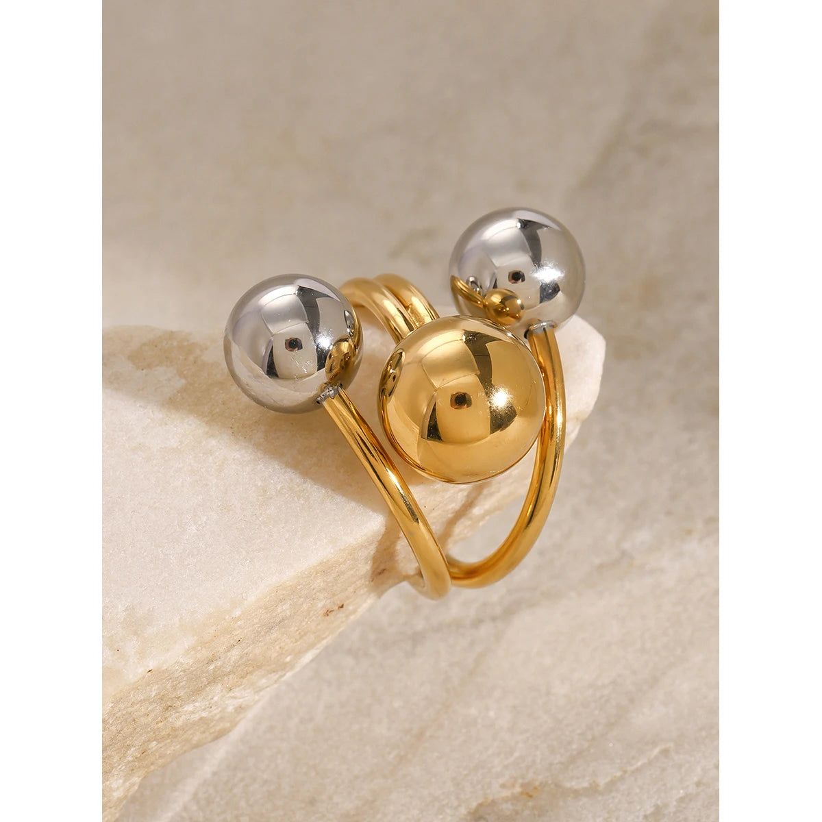 kika 316l Stainless Steel Non-Tarnish Two Toned Ring