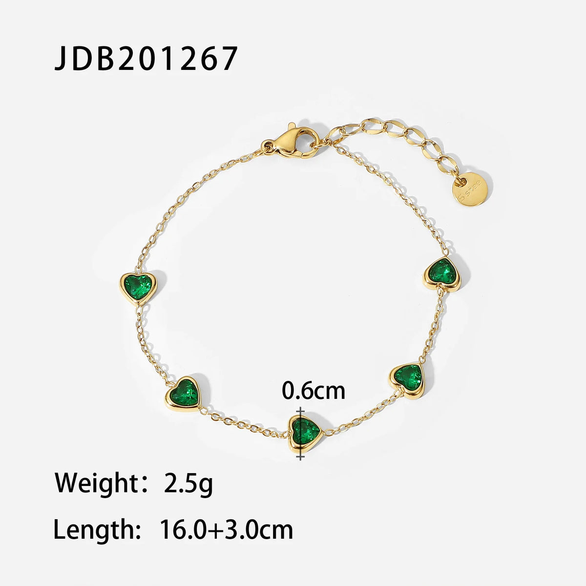 Green Heart Cubic Zirconia Bracelet
