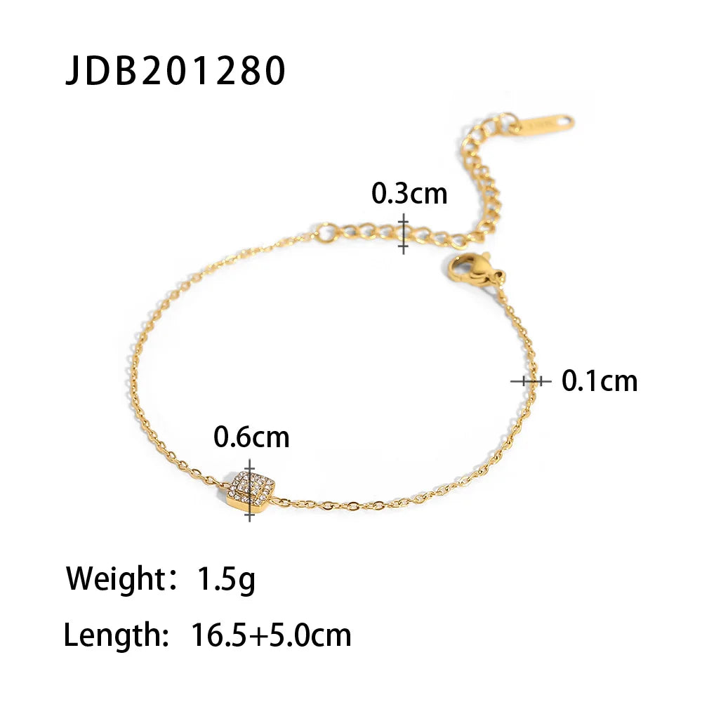 Maximalist Dipped With Cubic Zirconia Gemstones Stainless Steel Bracelet
