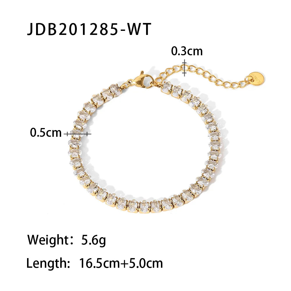 Maximalist Dipped With Cubic Zirconia Gemstones Stainless Steel Bracelet