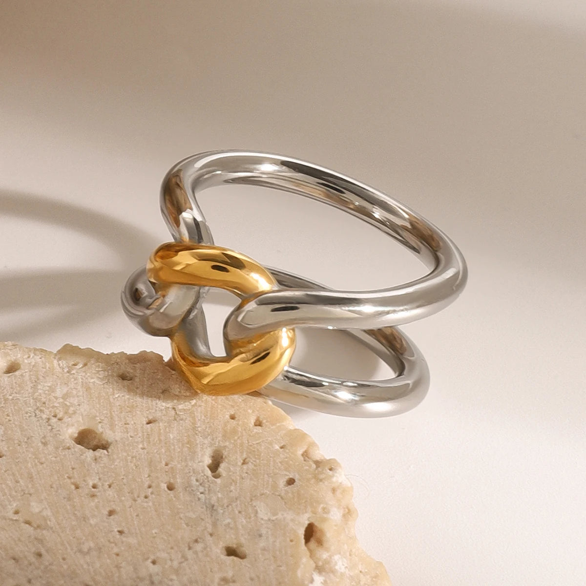 kika 316l Stainless Steel Non-Tarnish Two Toned Ring