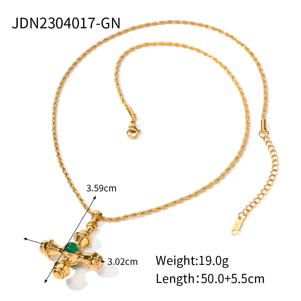 Kika Delicate Shiny Cubic Zirconia 316L Cross Pendant Necklace