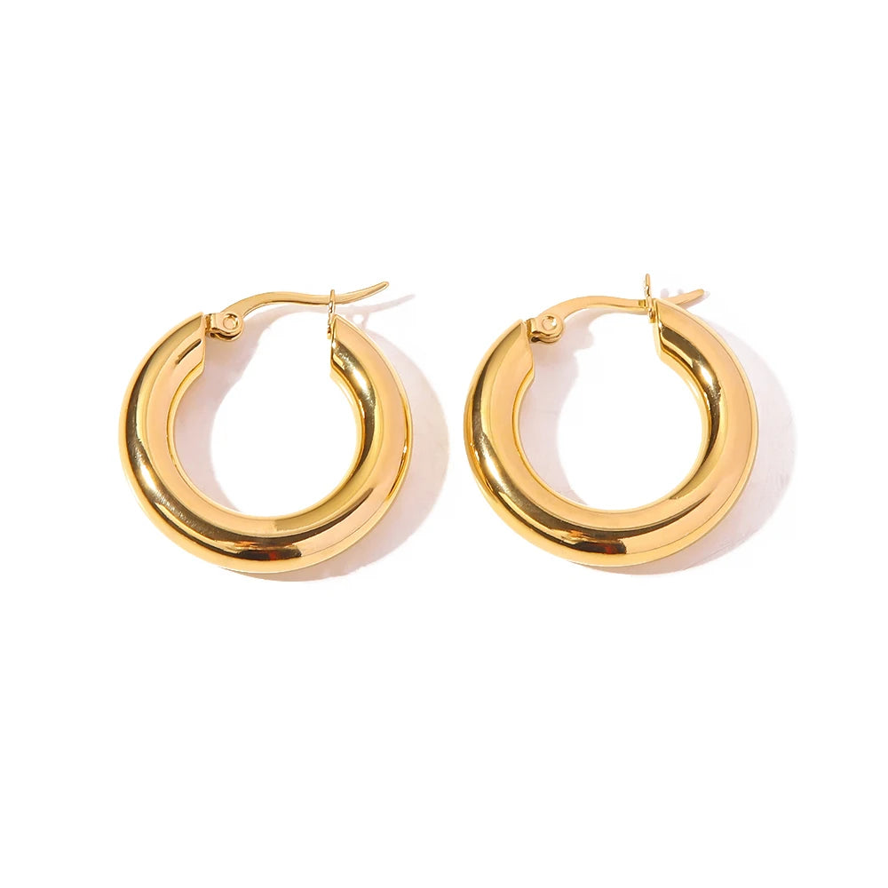 KIKA Stainless Steel 316L Water Drop Big Stud Earrings Chunky Waterdrop Open Hoops Earrings