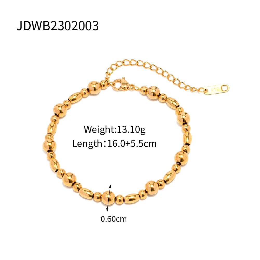 Kika Stainless Steel Bead Chain Bangle Bracelet Waterproof