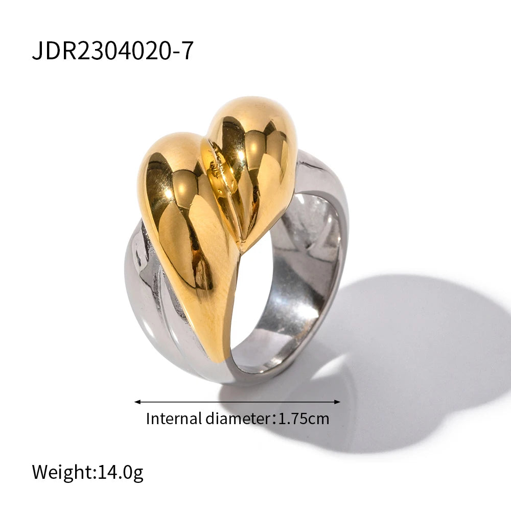 Kika Stylish Unique Stainless Steel Water Drop Geometric Finger Wide Ring for Women Personalized Metal Charm Jewelry Gift New