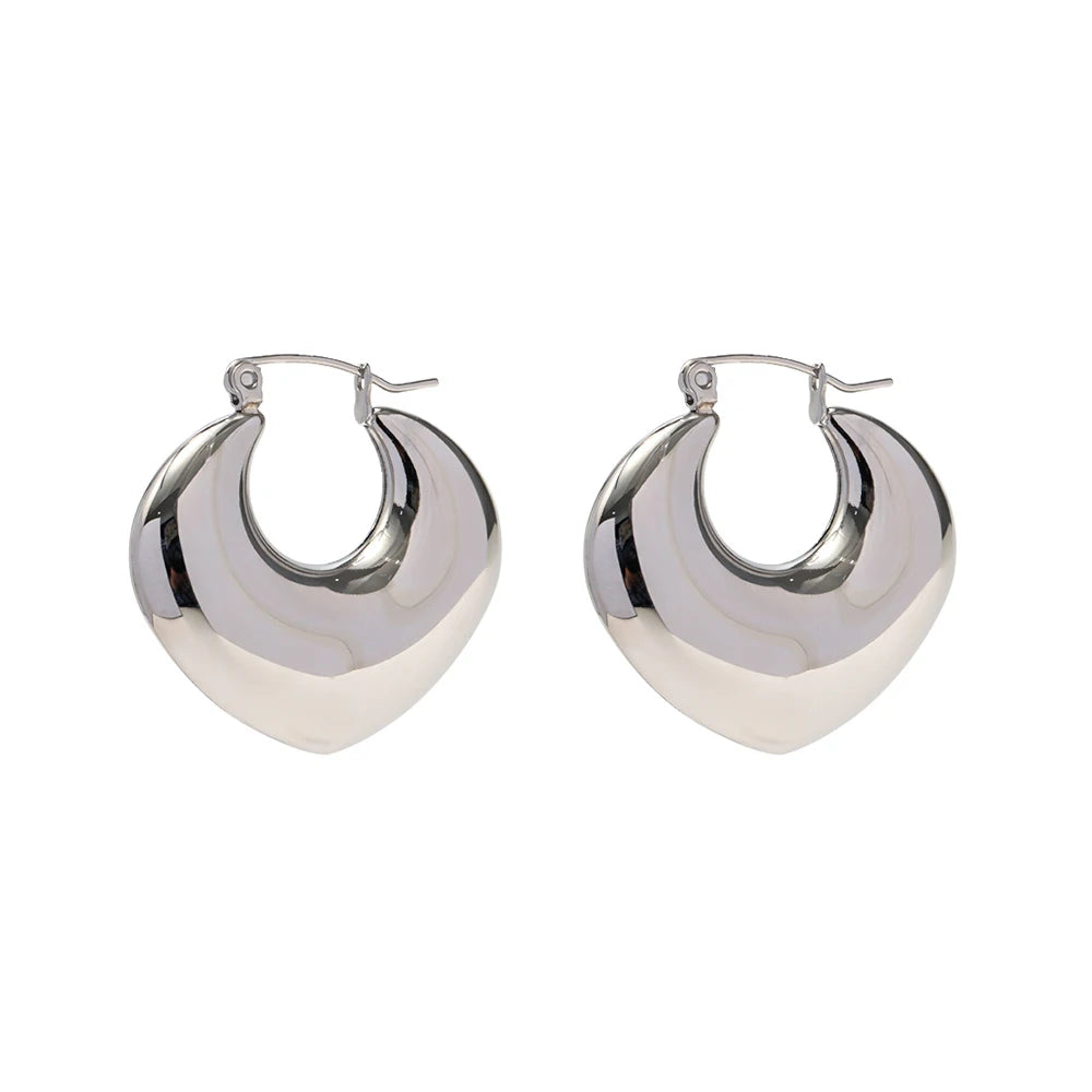 KIKA Stainless Steel 316L Water Drop Big Stud Earrings Chunky Waterdrop Open Hoops Earrings