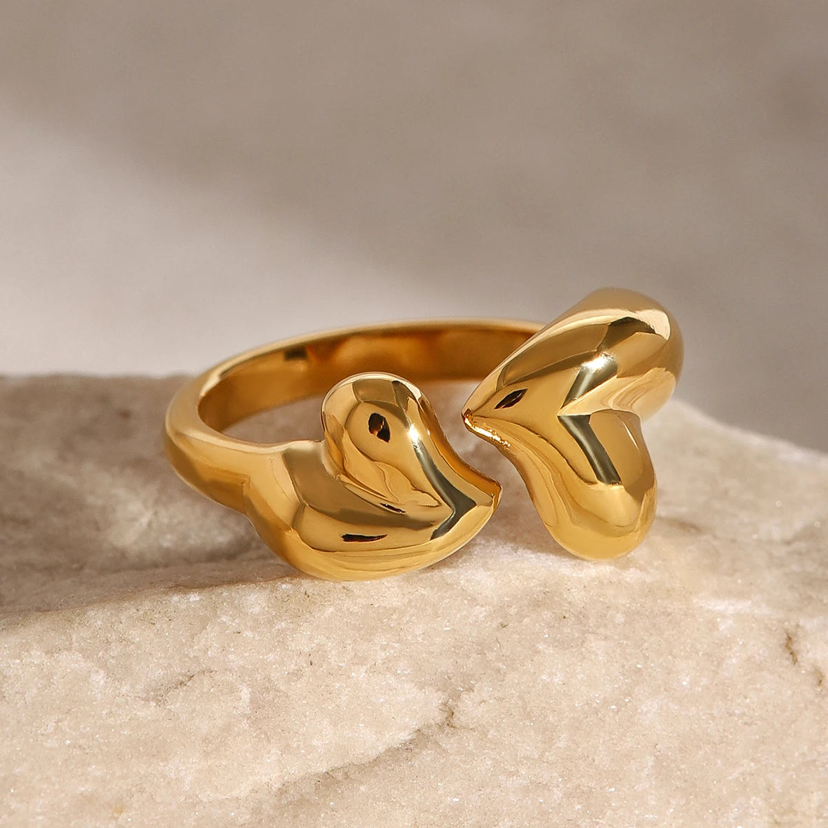 Kika Stainless Steel 18k Gold Color asymmetric heart shaped open ring