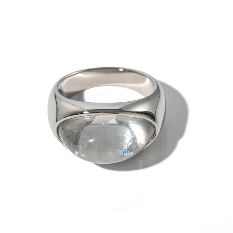 KIKA Unique Natural Stone Green Stainless Steel France Metal Golden  Ring Waterproof Charm Trendy Jewelry Women