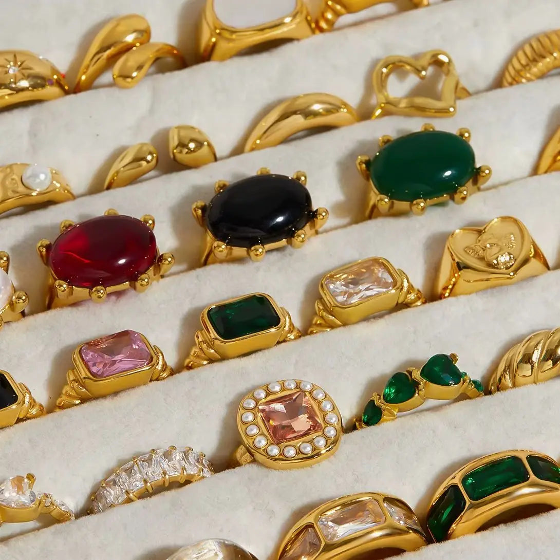 Zircon High Polished Geometric Round Chunky  Rings
