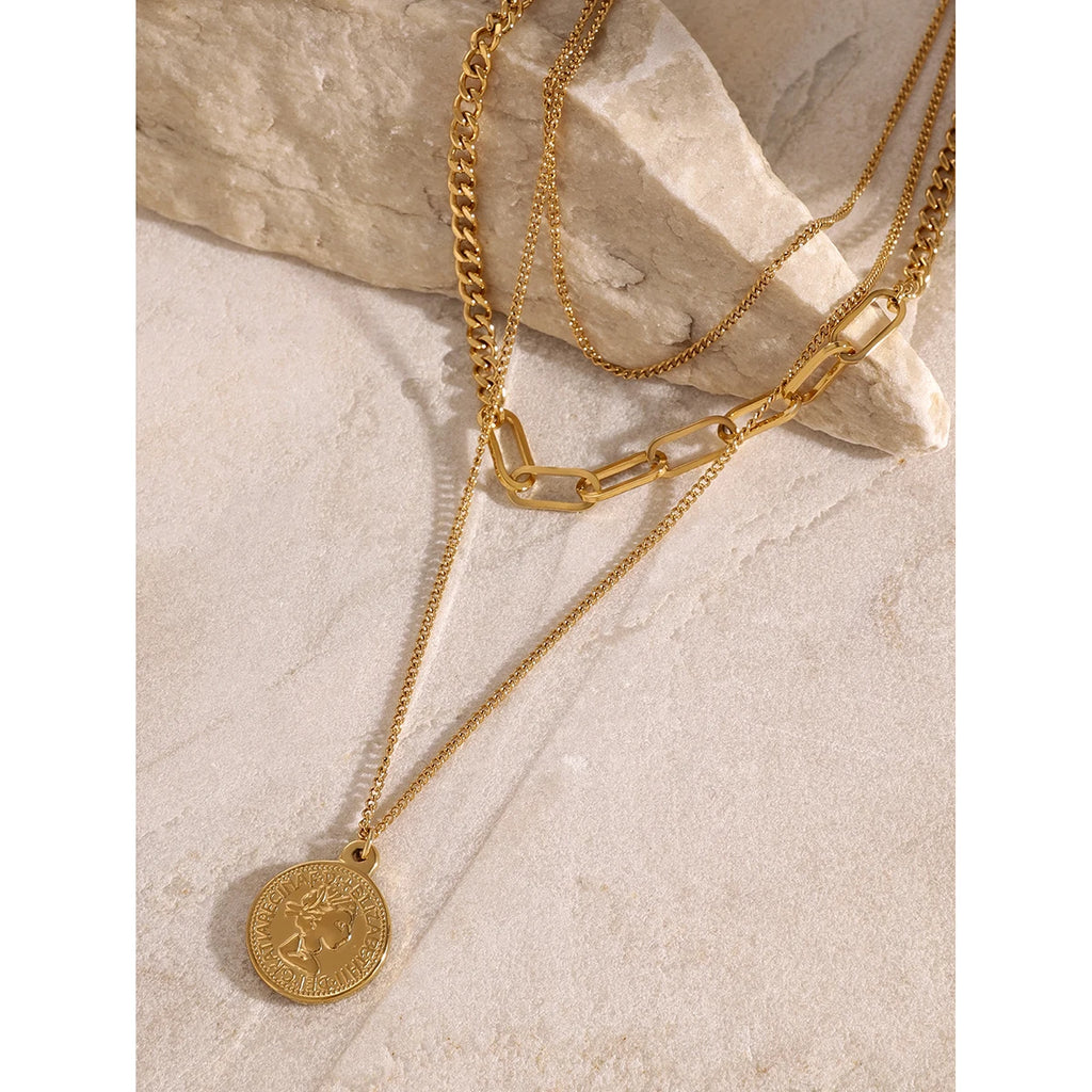 Kika Stainless Steel Golden Puppy Pendant Necklace Waterproof