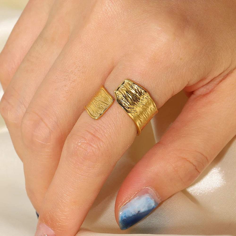 18K Gold Plated Adjustable Stainless Steel Ring