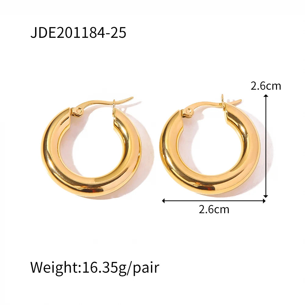 KIKA Stainless Steel 316L Water Drop Big Stud Earrings Chunky Waterdrop Open Hoops Earrings