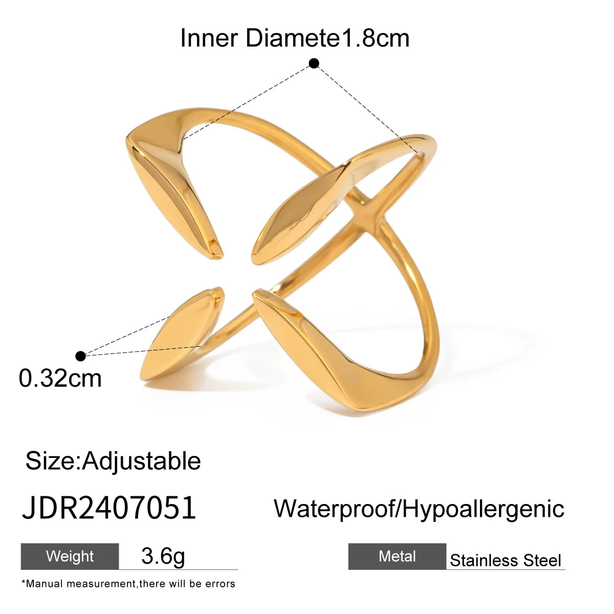 KIKA Irregular Stacking Rings Stainless Steel 316L PVD Plated