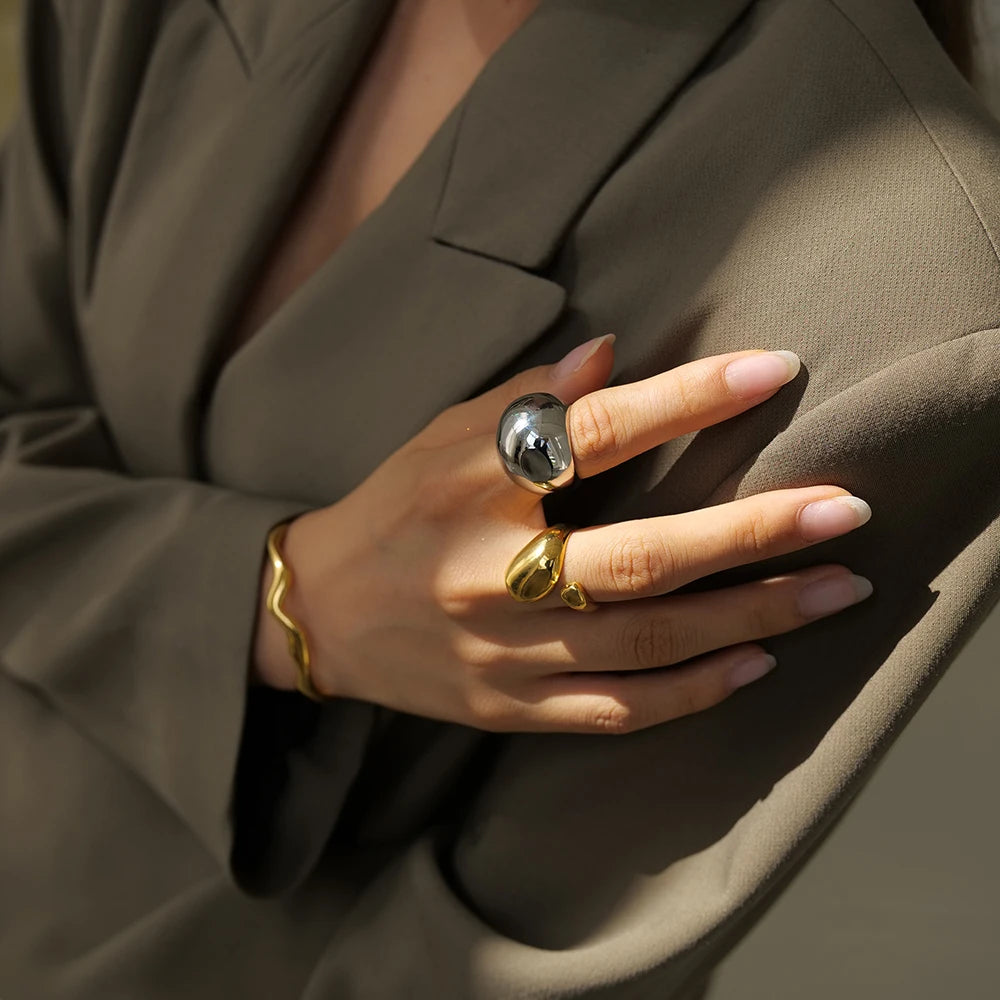 Kika Smooth Domed Design Bold And Lightweight Chunky Rings