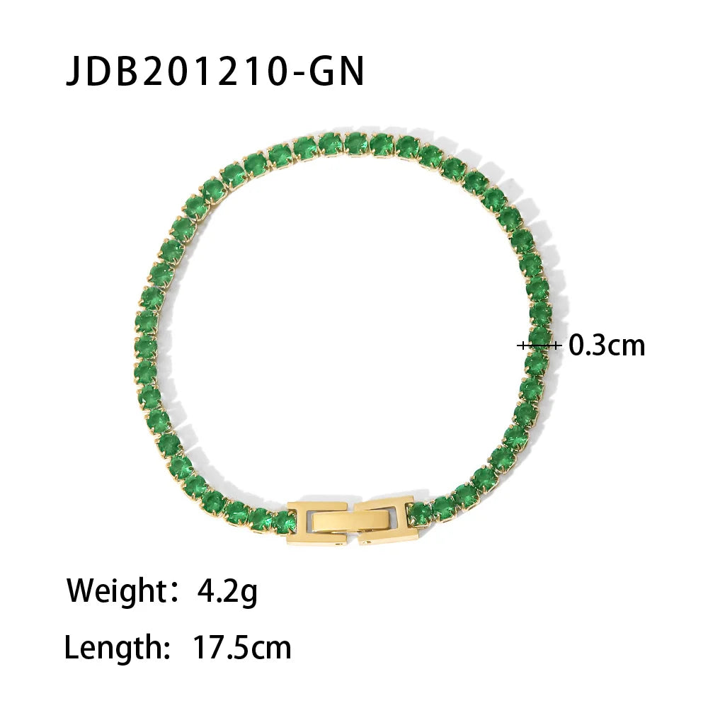 Maximalist Dipped With Cubic Zirconia Gemstones Stainless Steel Bracelet