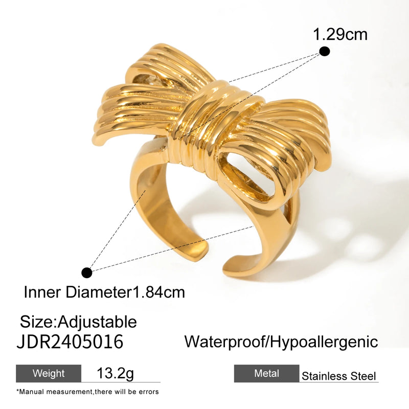 KIKA New Stainless Steel bow-knot Ring PVD Plated Stainless Steel 316L
