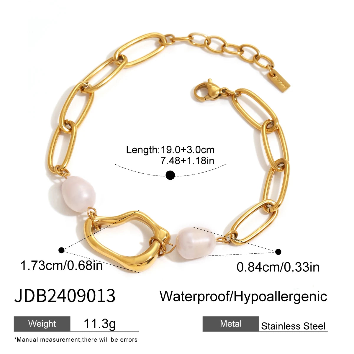 Kika Minimalist Classic 18K Gold Color Plated Bowknot Pendant Glass Pearl Bracelet Waterproof Stainless Steel