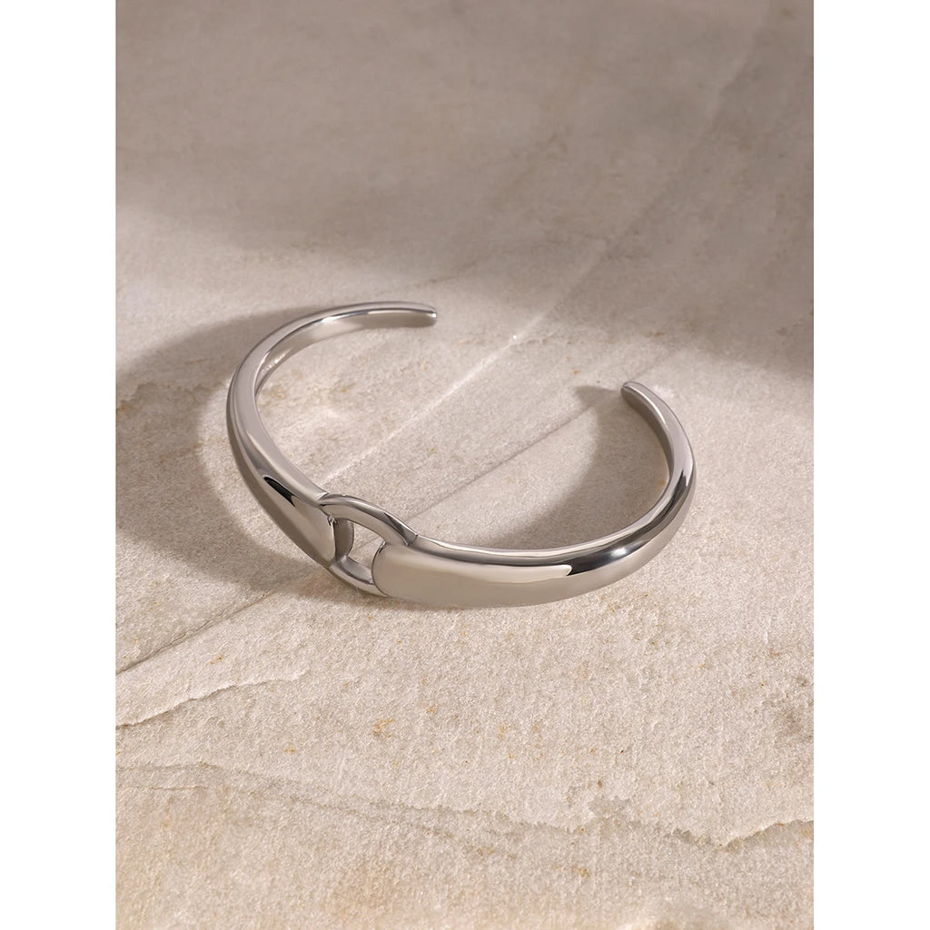 KIKA Waterproof 316L Stainless Steel Two-Toned Buckle Bracelet Bangle Women 18k Gold Color Charm Jewelry