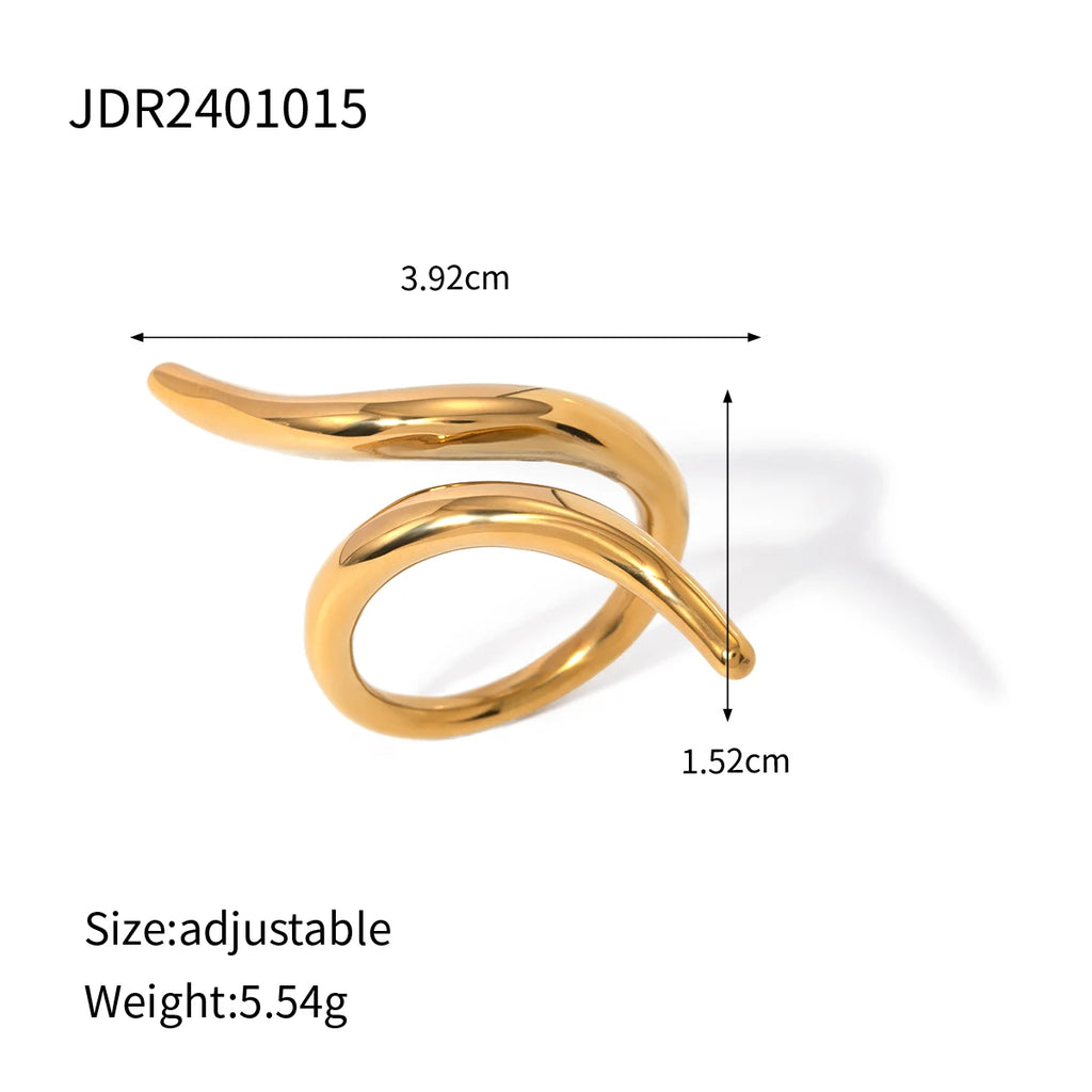 KIKA Fashion Statement Metalen Snake Animal Rvs 18K Gold Color Plating Vergulde Vinger Ring Waterdicht Sierade