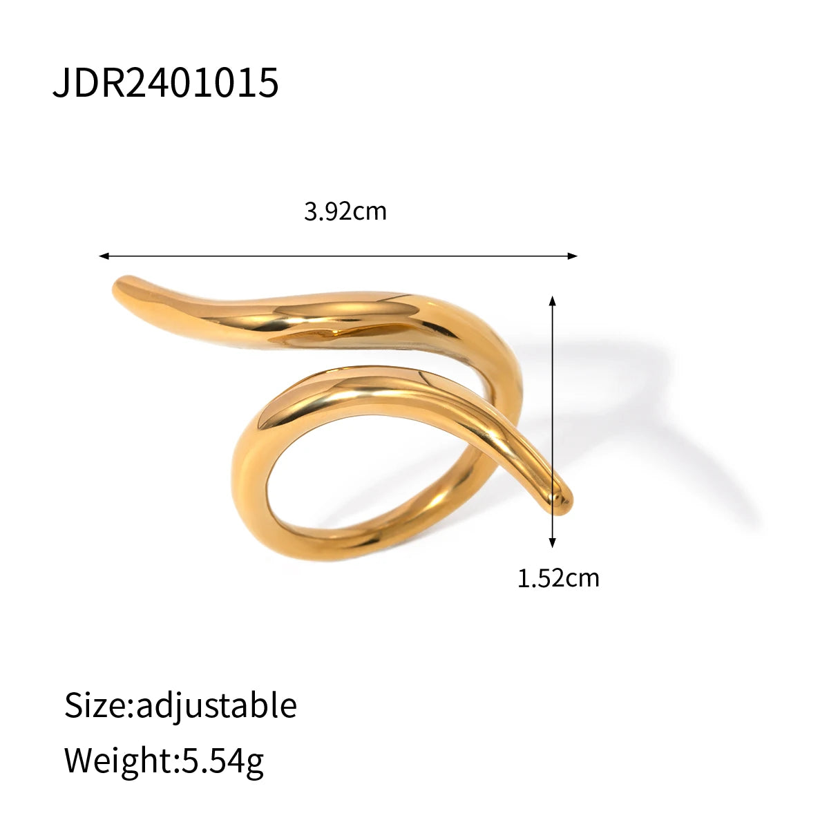 KIKA Fashion Statement Metalen Snake Animal Rvs 18K Gold Color Plating Vergulde Vinger Ring Waterdicht Sierade