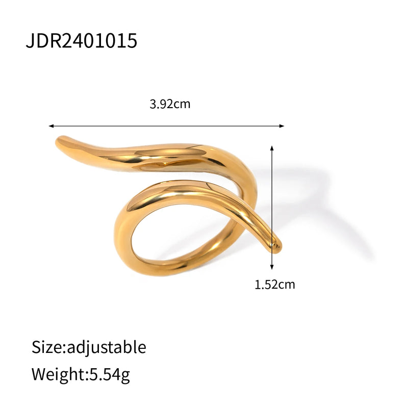 KIKA Fashion Statement Metalen Snake Animal Rvs 18K Gold Color Plating Vergulde Vinger Ring Waterdicht Sierade