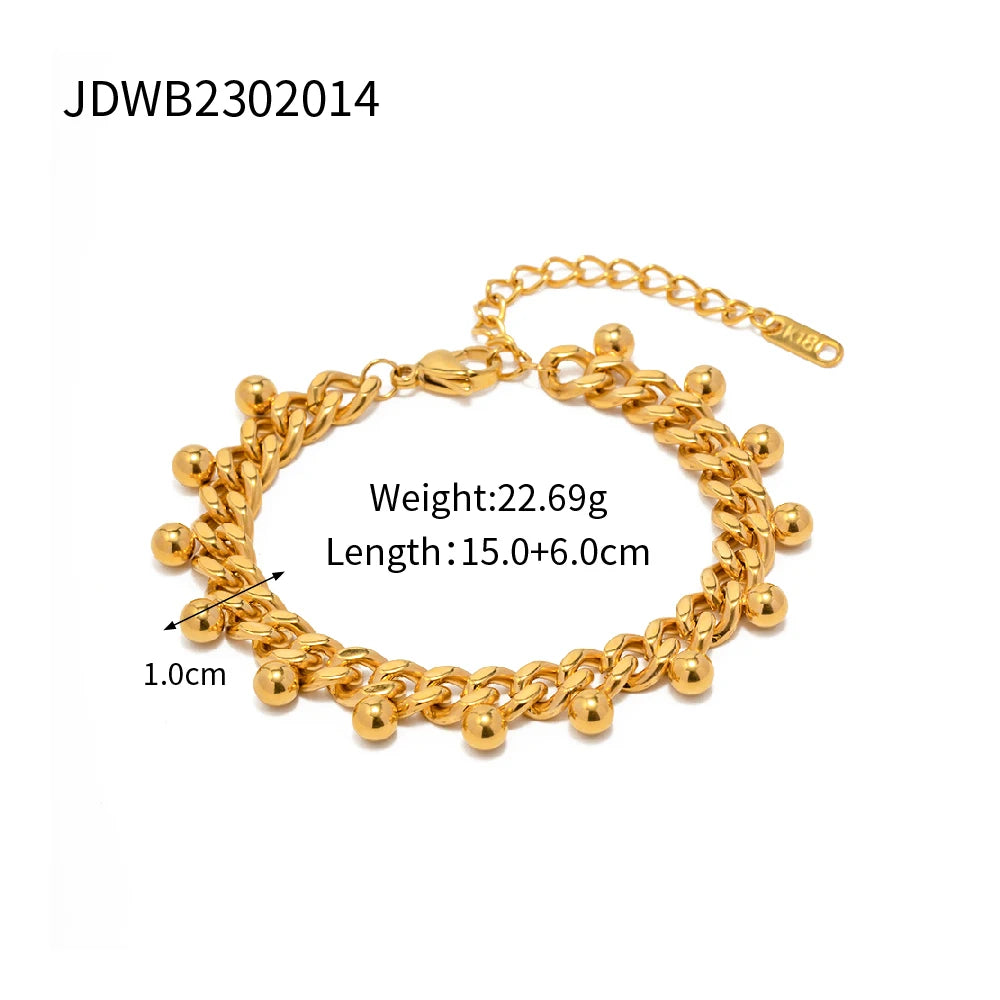 Kika Stainless Steel Bead Chain Bangle Bracelet Waterproof