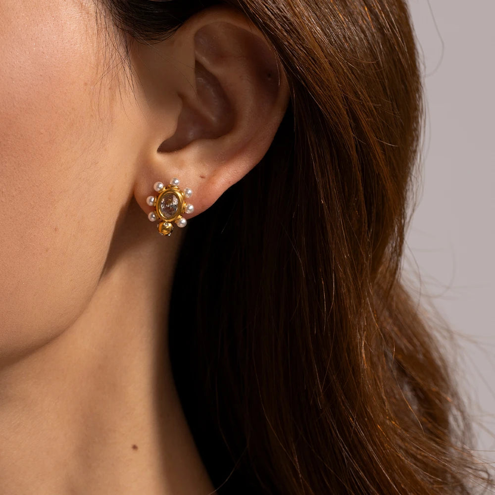 KIKA High Quality Imitation Pearls Drop Stainless Steel 316L Golden