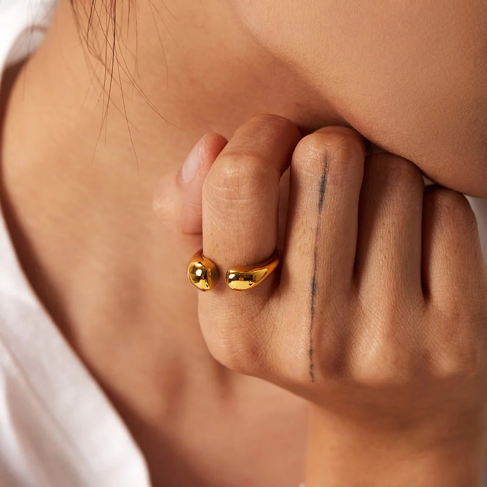 Kika Stylish Stainless Steel Layered Metal Texture Ring