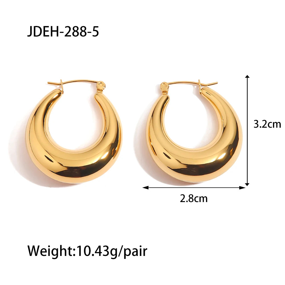 KIKA Stainless Steel 316L Water Drop Big Stud Earrings Chunky Waterdrop Open Hoops Earrings