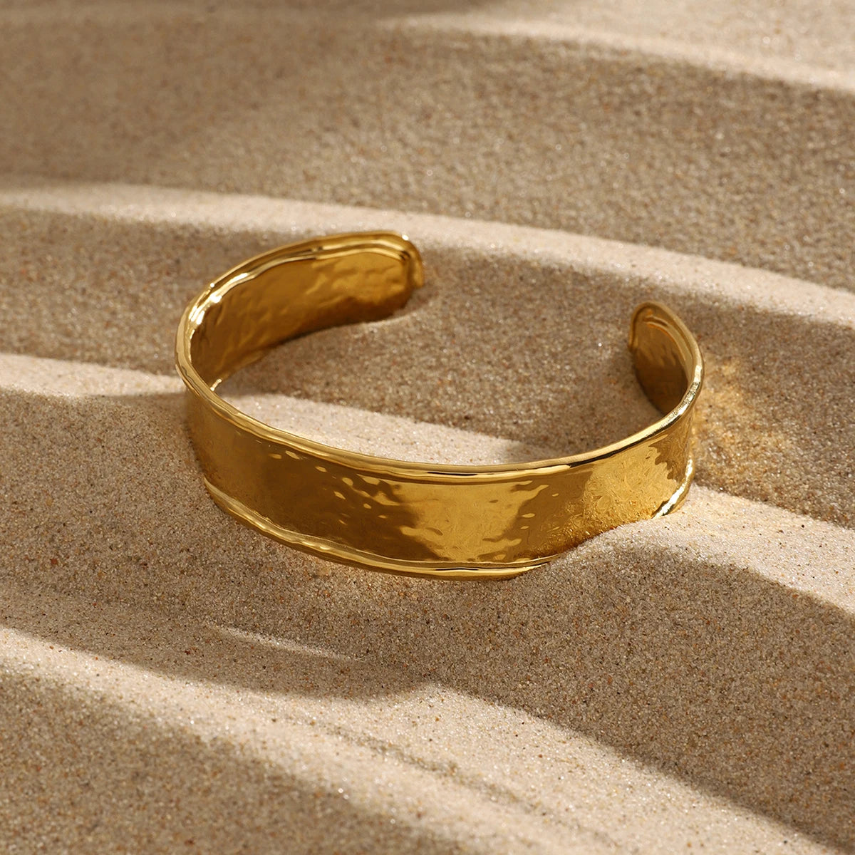 KIKA Minimalist Gold Color Tarnish Free Fashion Stainless Steel Bangle Bracelet Metal Texture Simple Open Charm Wrist Jewelry