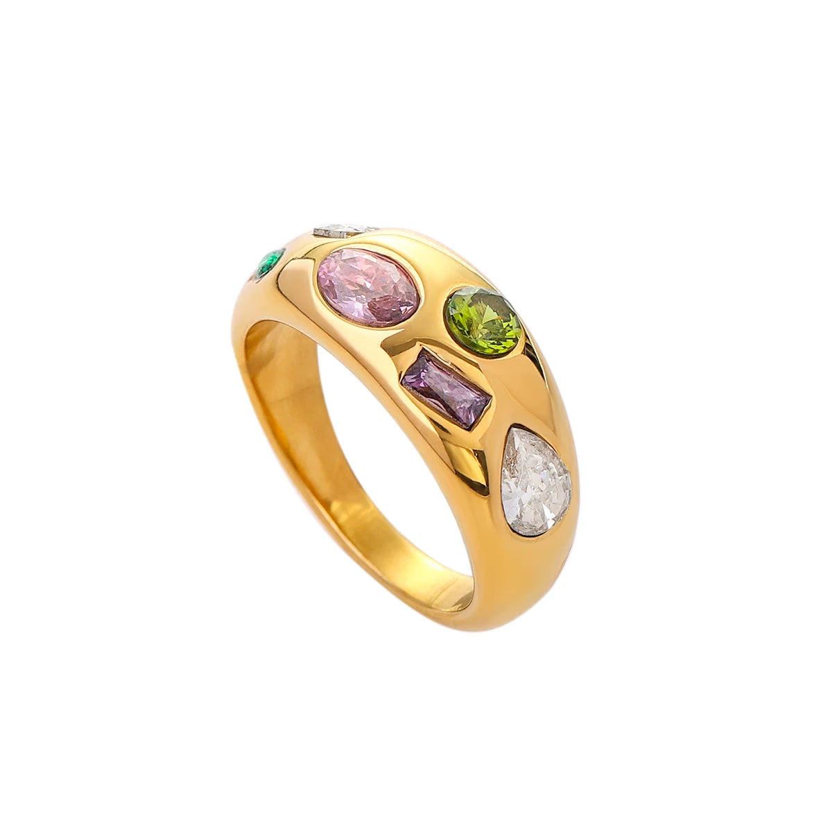 KIKA Casual Style Stainless Steel Delicate Cubic Zirconia Fashion Shiny Ring for Women High Quality Temperament Premium Jewelr