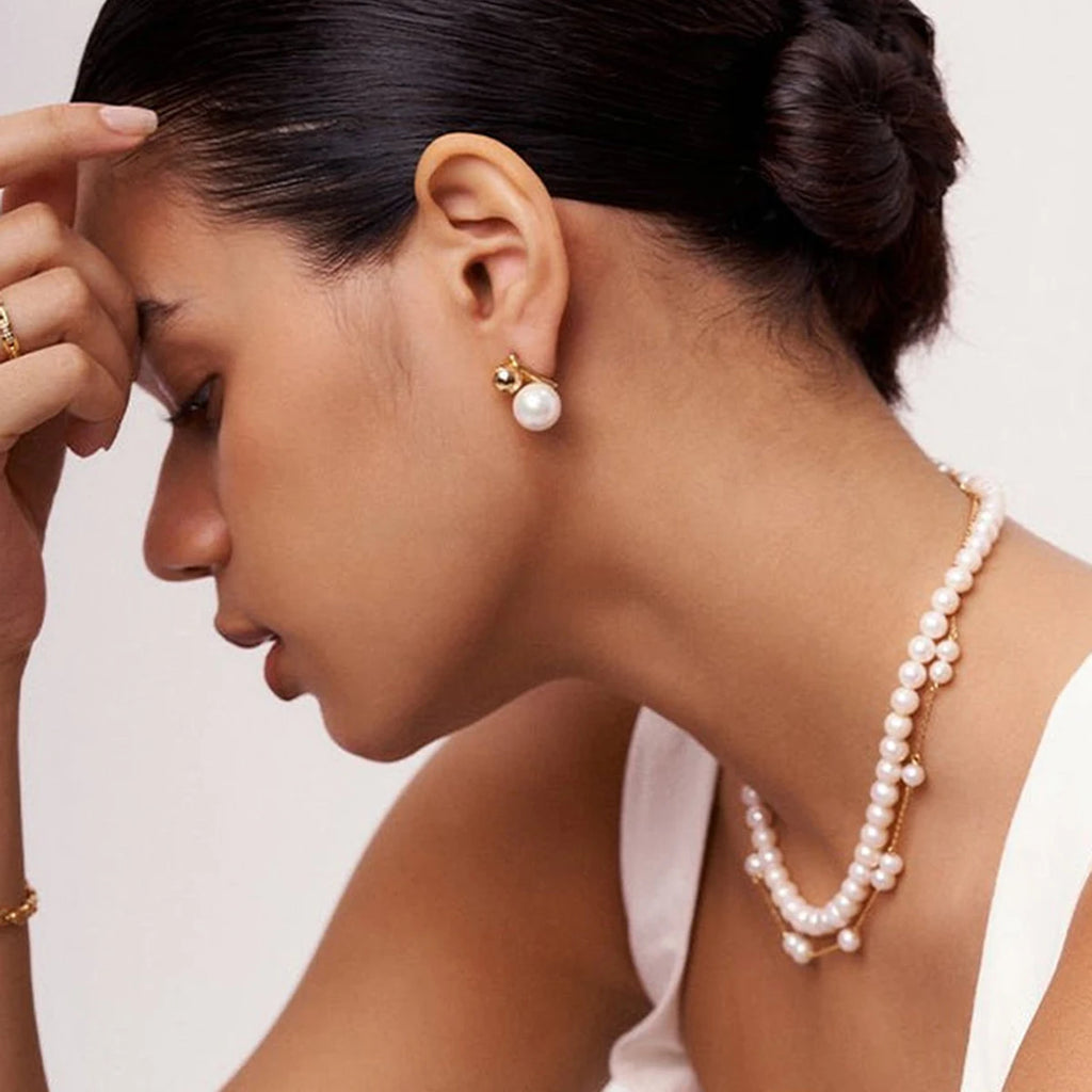 KIKA High Quality Imitation Pearls Drop Stainless Steel 316L Golden