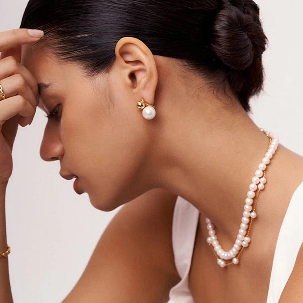 KIKA High Quality Imitation Pearls Drop Stainless Steel 316L Golden