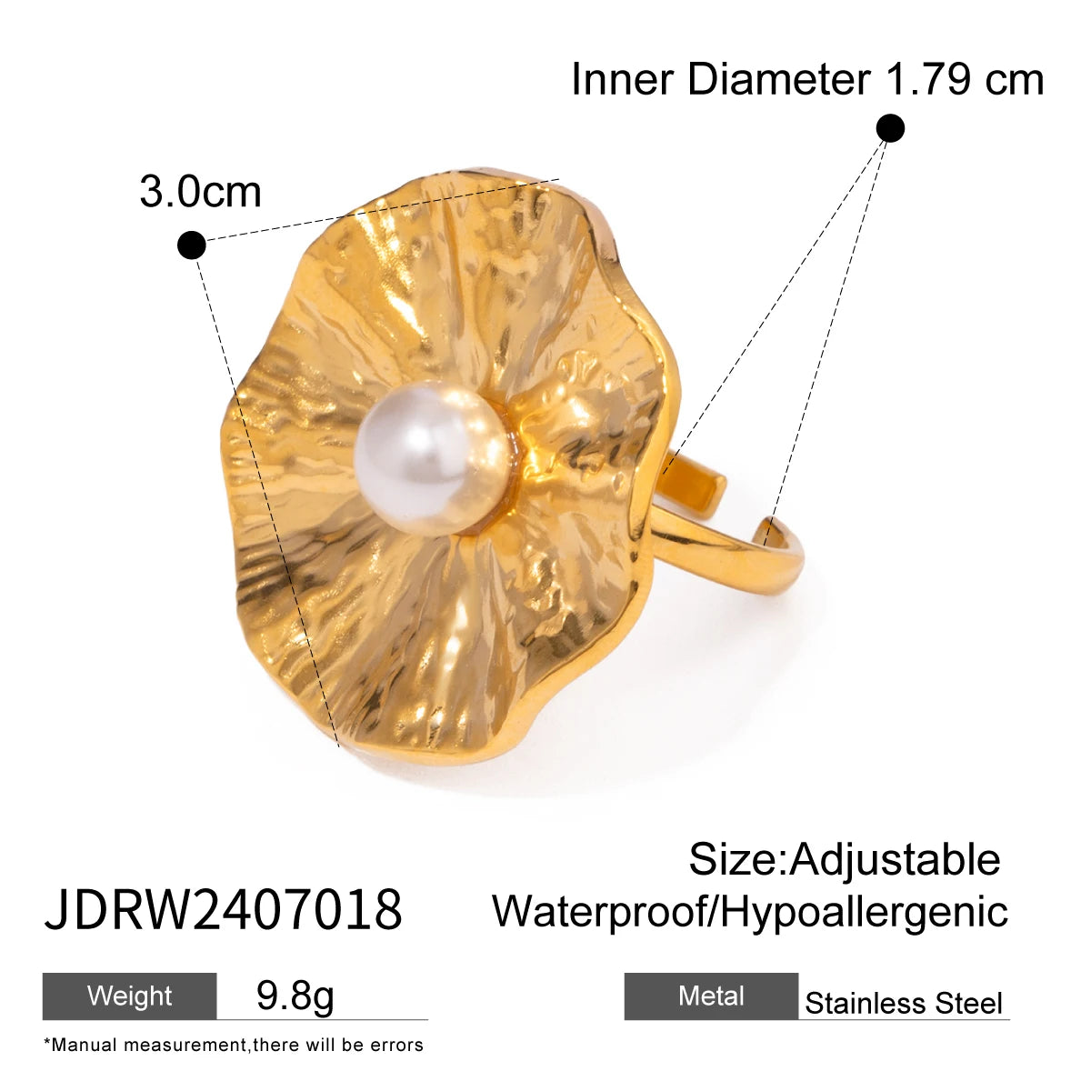 Kika Luxury Natural Shell Stainless Steel Geometric Open Ring Gold Color 18K PVD Plated High Quality France Finger Jewelry