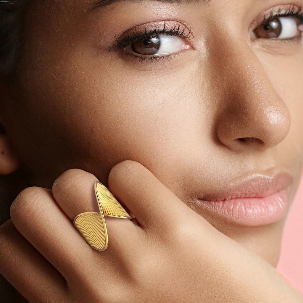 KIKA316L Stainless Steel Irregular Ring Statement Metal Golden Finger Geometric Ring Minimalist Jewelry Bijoux Femme New