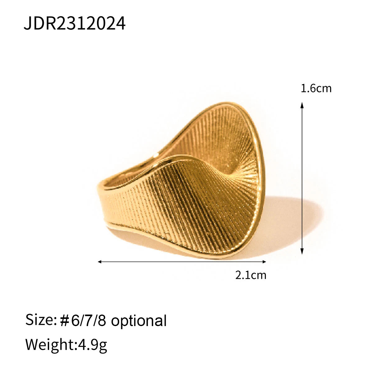KIKA316L Stainless Steel Irregular Ring Statement Metal Golden Finger Geometric Ring Minimalist Jewelry Bijoux Femme New