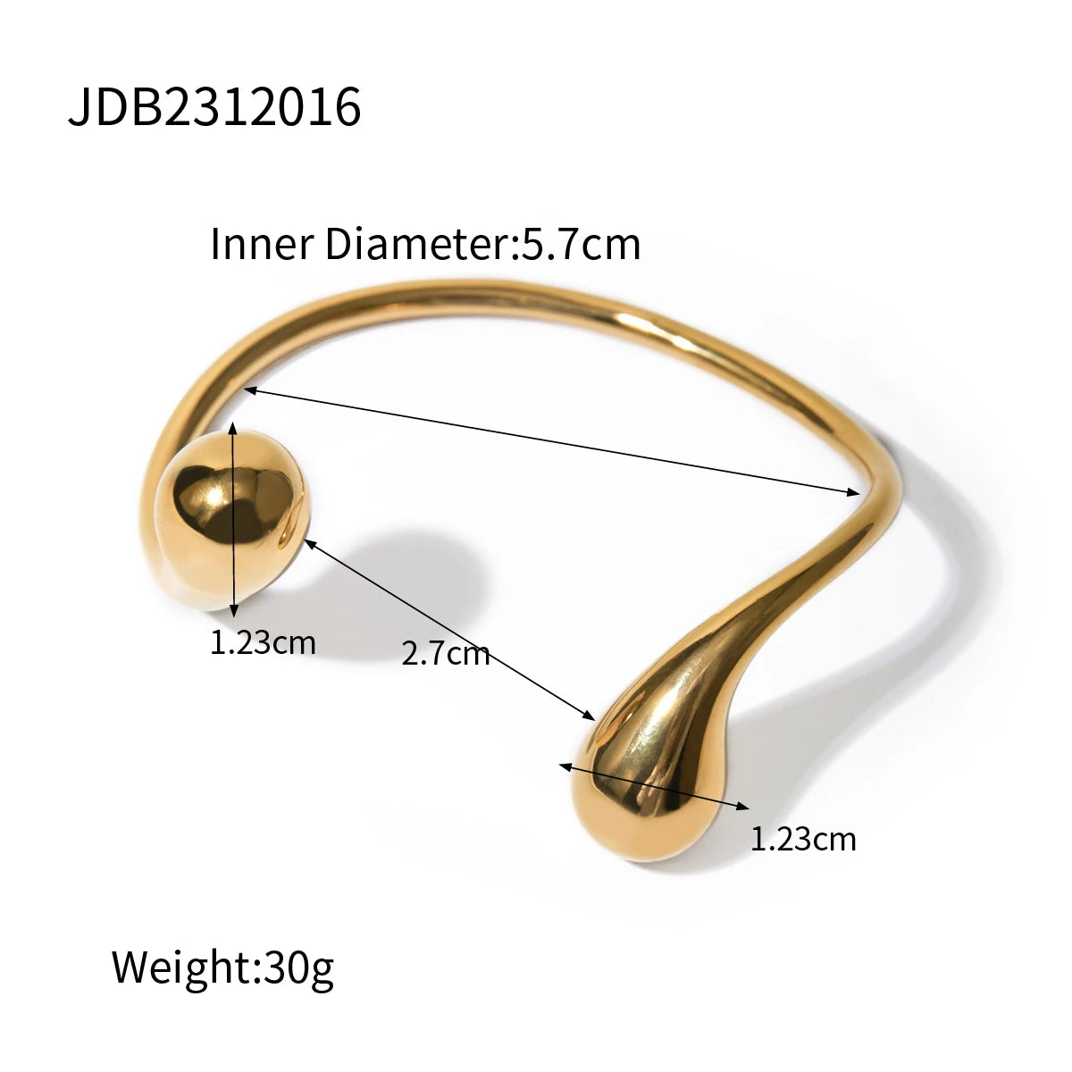 KIKA Waterproof 18K Gold Plated Stainless Steel Drop Cuff Bracelet Statement Fashion Personality Charm Jewelry Women bracelet