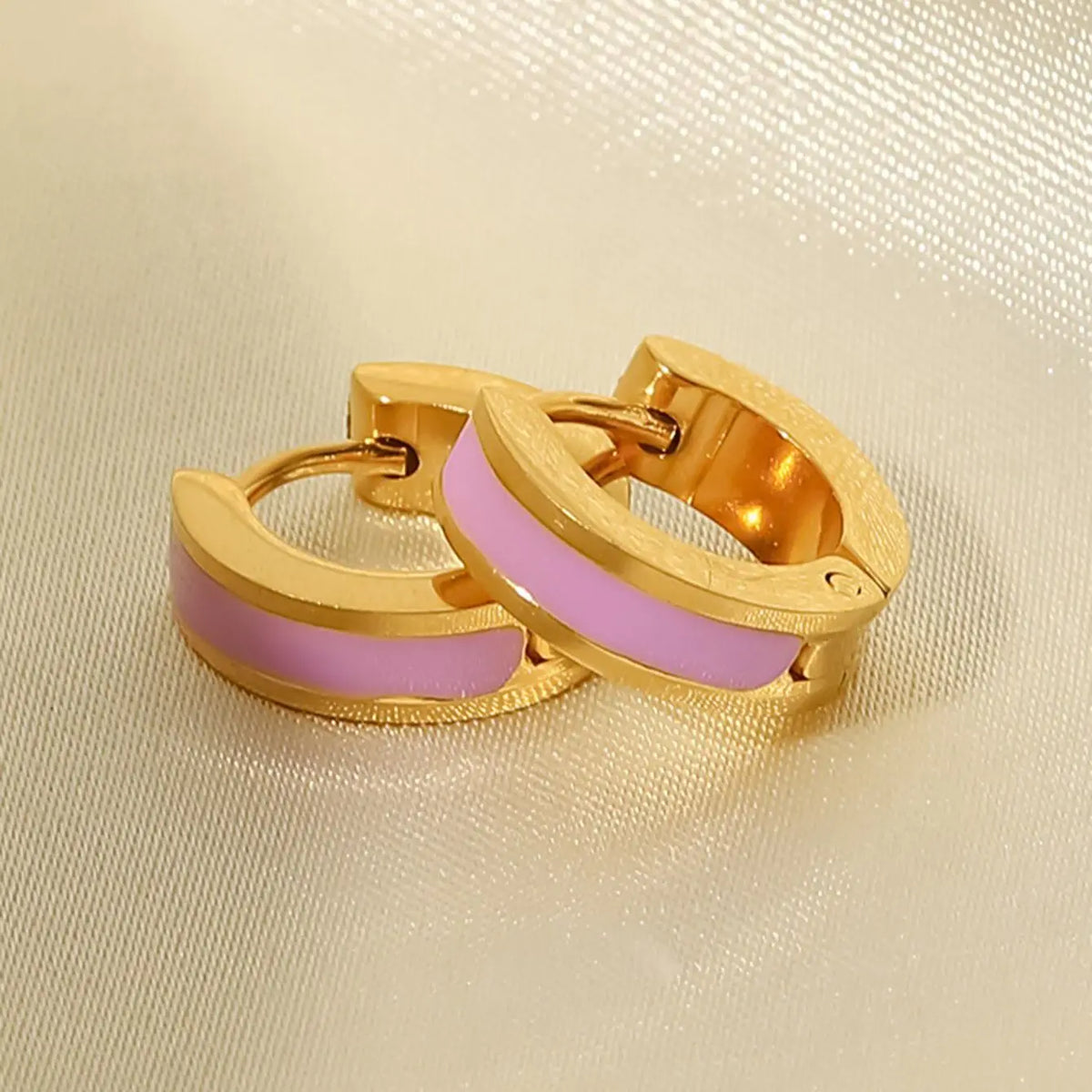 KIKA New Colorful Enamel Stainless Steel 316L Round Studs Earrings PVD Plated Stylish Charm