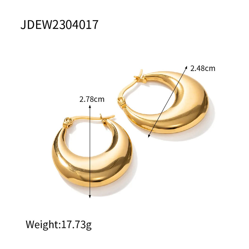Kika Simple Classic 18K Gold Color Plated Stainless Steel U-shaped Earrings