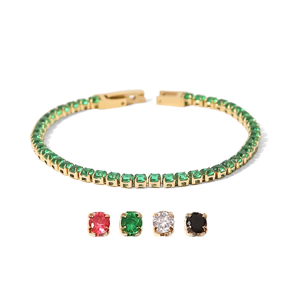 Maximalist Dipped With Cubic Zirconia Gemstones Stainless Steel Bracelet