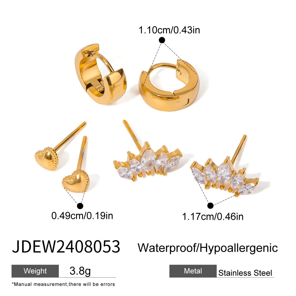 Exquisite 3-Pair Earring Set Shell Starfish Ear Studs Stackable