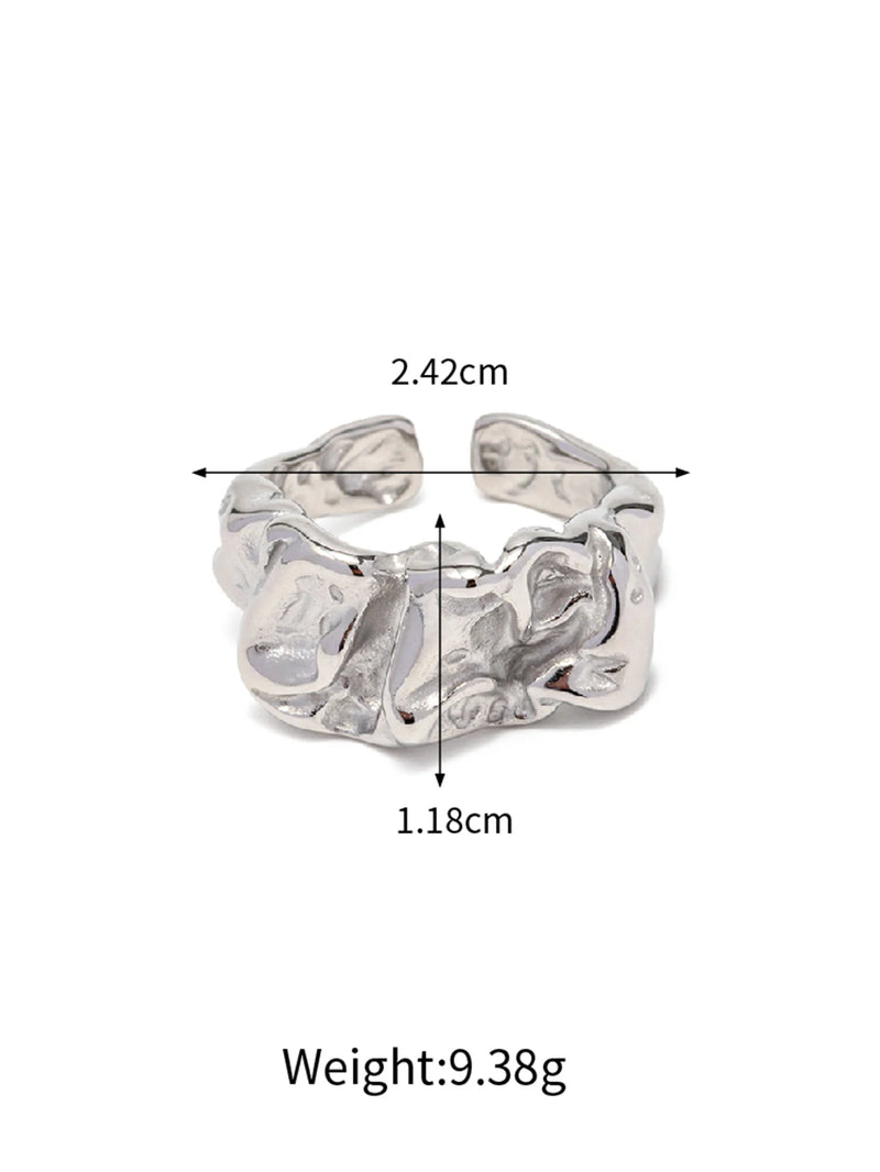 KIKA Vintage Stainless Steel Unique Heart Shaped Ring Twist Design Waterproof Charm Ring for Women Statement Fashion Jewelry