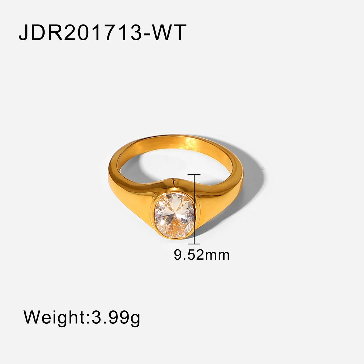 KIKA Chunky Sleek 18K Gold PVD Plated Over Stainless Steel 316L Elysian Ring Waterproof And Tarnish Resistant
