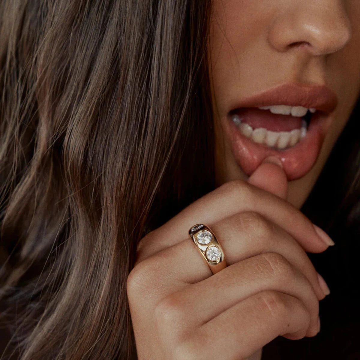 Kika Cubic Zirconia Cross Ring Stainless Steel  18 K PVD Plated Finger Ring