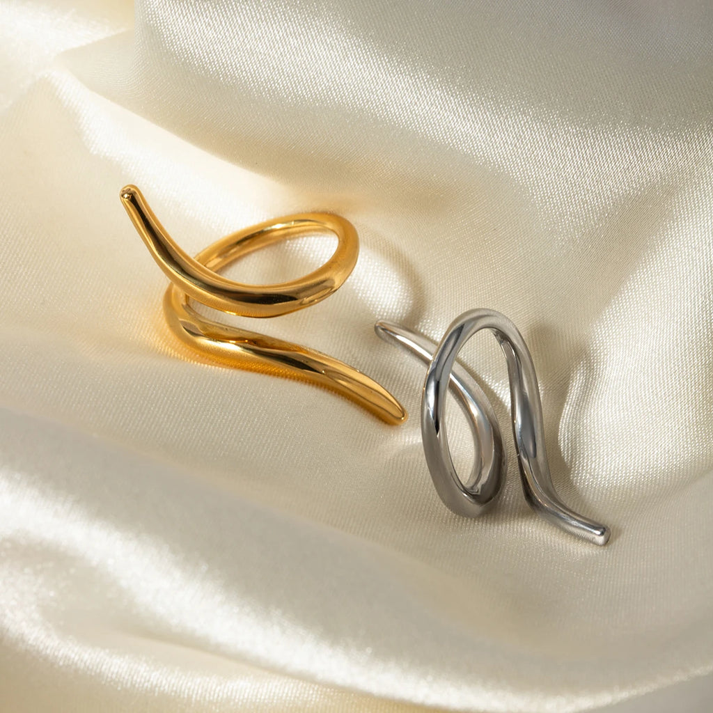 KIKA Fashion Statement Metalen Snake Animal Rvs 18K Gold Color Plating Vergulde Vinger Ring Waterdicht Sierade