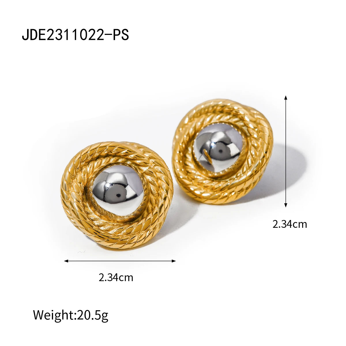 KIKA Creative Stainless Steel 316L Mixed Metal Vintage Stud Earrings