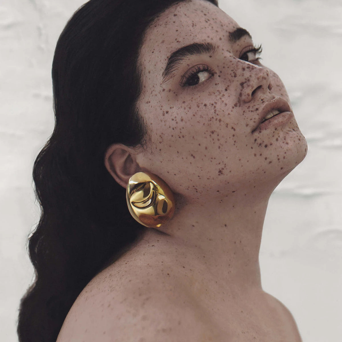 Kika Stainless Steel Gold Color Vintage Big Metal Earrings