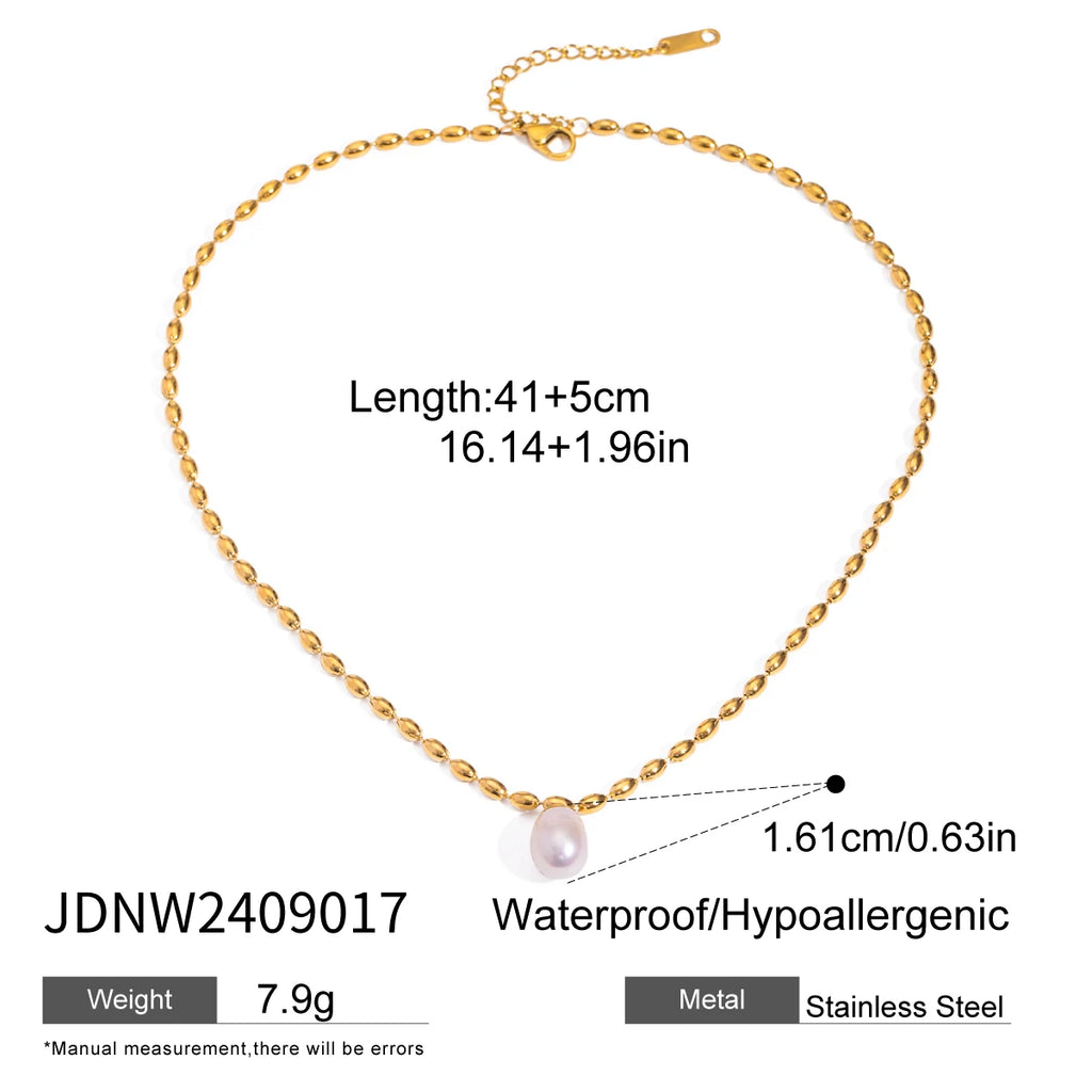 Kika Natural Freshwater Pearl Pendant Stainless Steel Sweet Necklace
