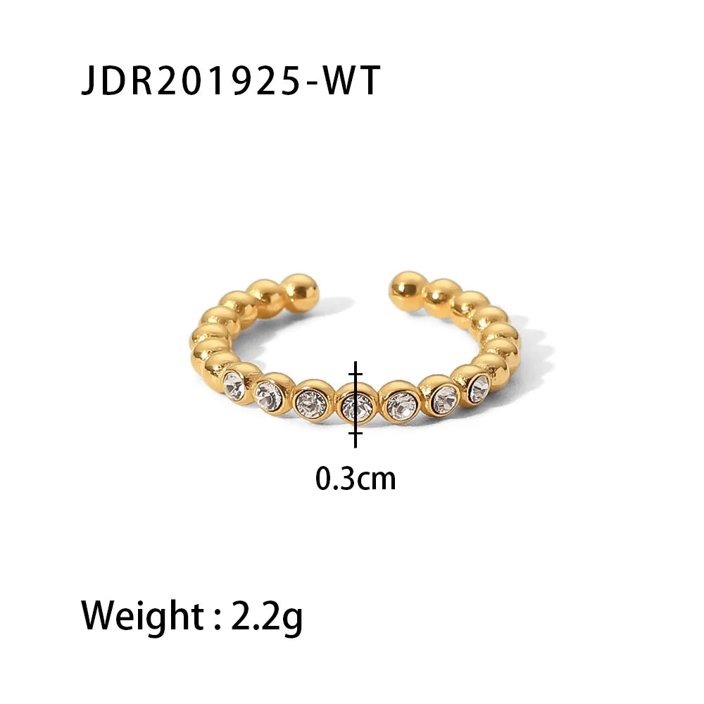 Kika Dainty 18K Gold Plated Thin Bead Green Zircon Ring